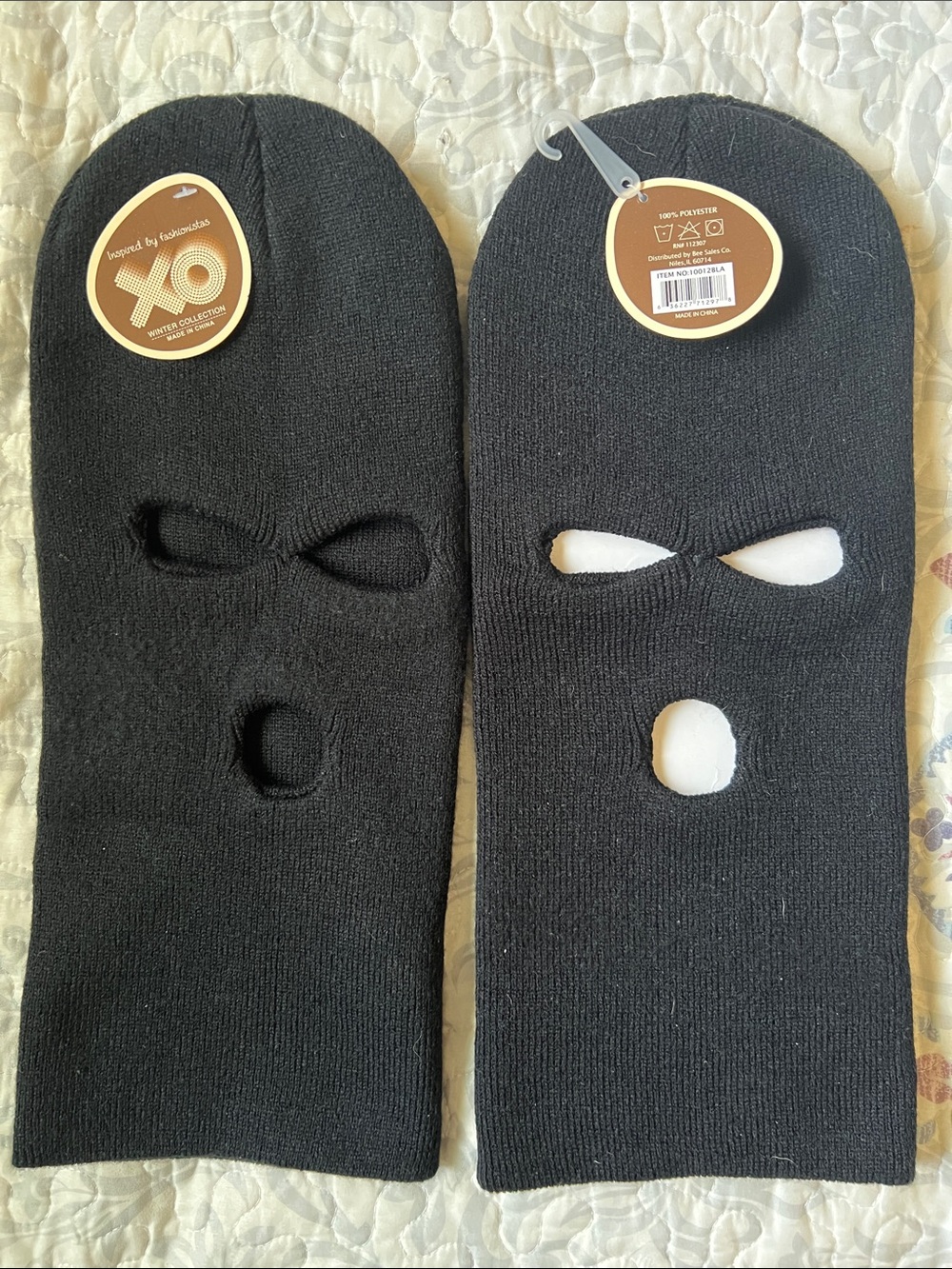 XOXO Black Knit Balaclava Duo - Full Face Ski Masks